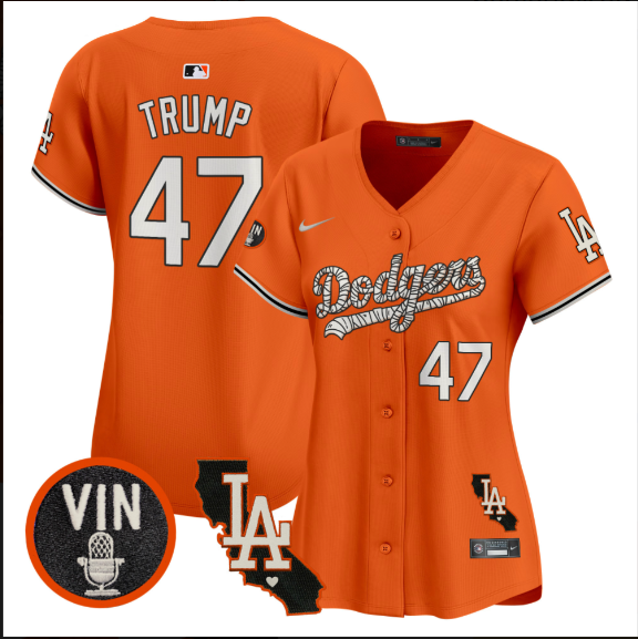 Women Los Angeles Dodgers #47 Trump 2025 orange Limited Stitched Jersey->women mlb jersey->Women Jersey